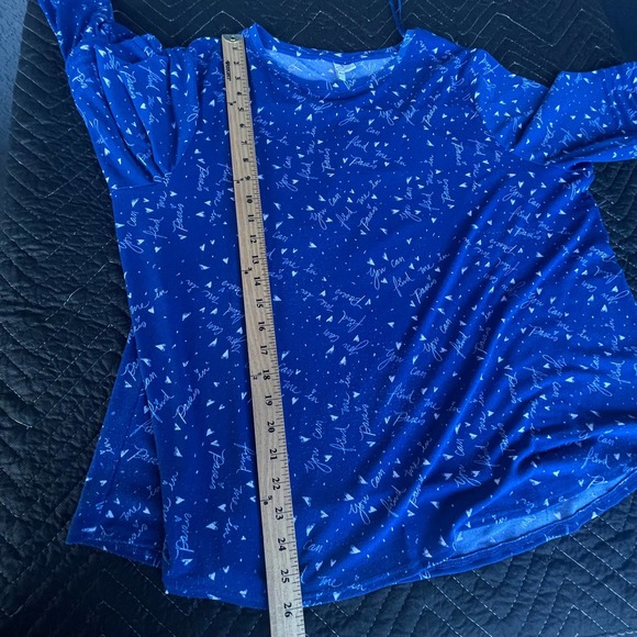 Elle Shirt Womens Plus Size 2X XXL Blue Paris Bell Long Sleeve Pullover Stretch - Picture 9 of 10